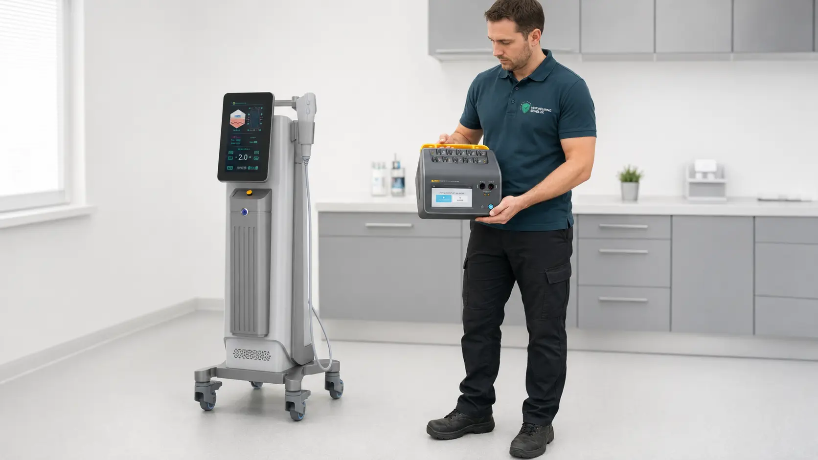 Elektrische veiligheidstest van MEDAES HIFU met Fluke ESA715