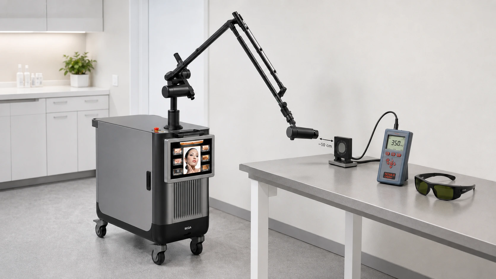 Pulsenergiemeting van de PicoElite MDR500 met Ophir Nova II en lasersensor